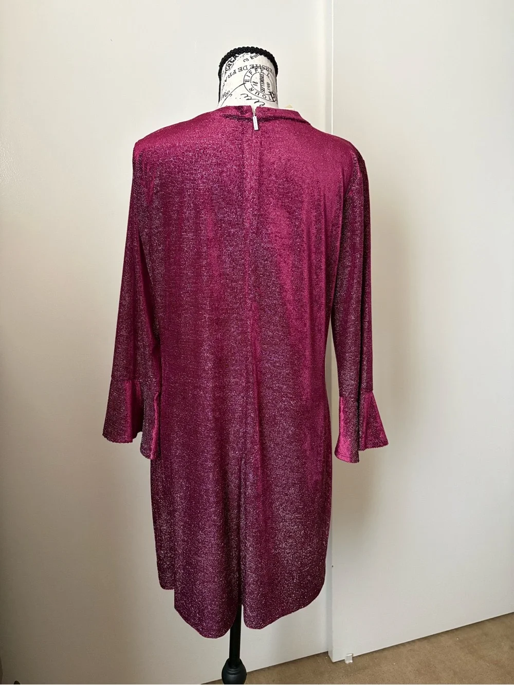 Michael Kors Shimmering Magenta Long-Sleeve Shift Dress